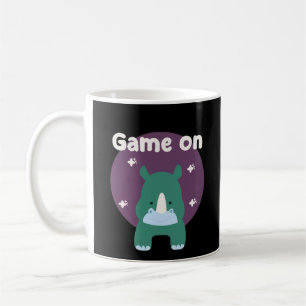 Caneca De Café Jogo com rinoceronte engraçado Kawaii em azul