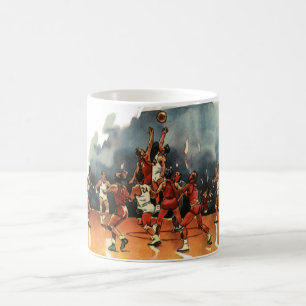 Caneca De Café Jogo de basquete esportivo vintage, jogadores de b