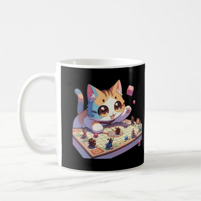 Caneca De Café Jogo de Tabuleiro Gato Jogando Dados (Esquerda)