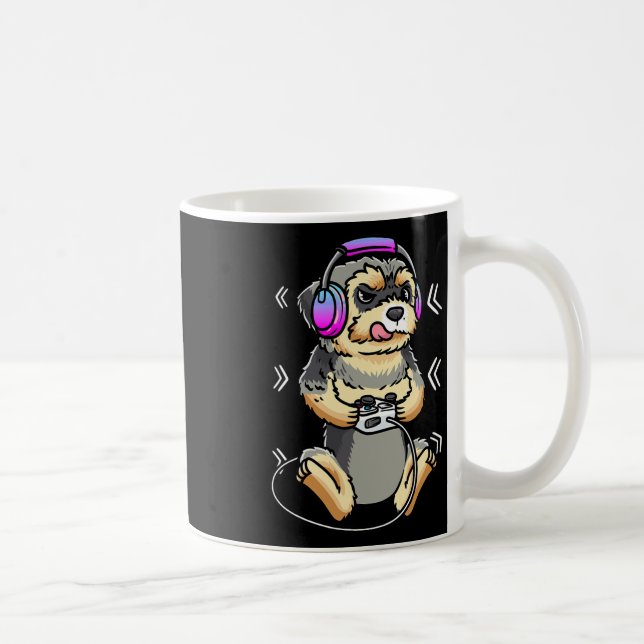 Caneca De Café Jogo de Vídeo de Cachorro Morkie Console de Jogos  (Direita)