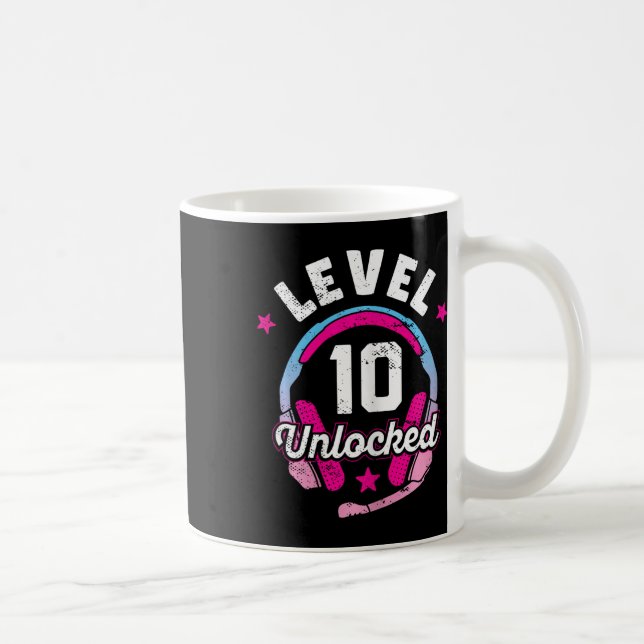 Caneca De Café Jogo De Vídeo Desbloqueado Do Nível 10 - 10º Anive (Direita)