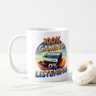 Caneca De Café Jogos 0% Ouvindo Gamer Engraçado Estilo de Retro