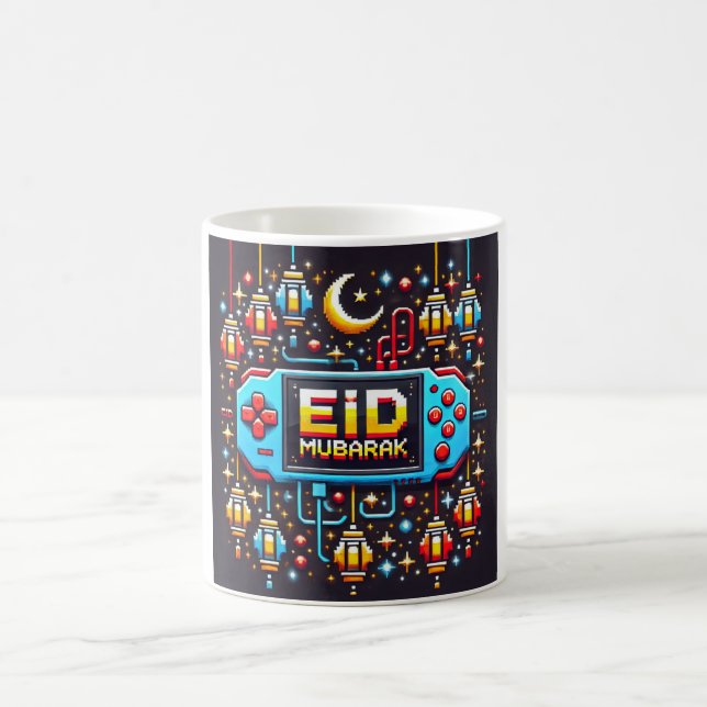 Caneca De Café Jogos do Pixel Art Eid Mubarak (Centro)