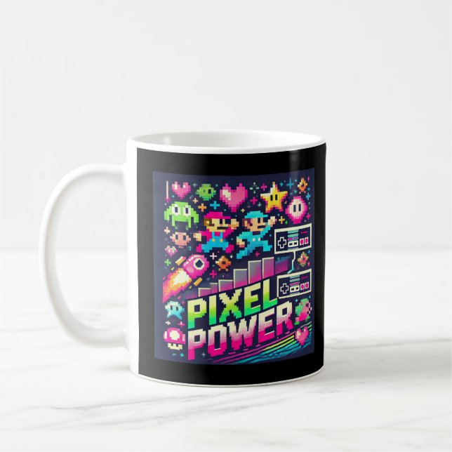 Caneca De Café Jogos retrorreflectores de alimentação em pixels - (Esquerda)