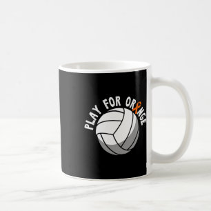 Caneca De Café Jogue Para Cancer De Leucemia De Voleibol Laranja