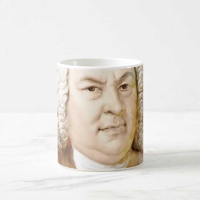 Caneca De Café Johann Sebastian Bach Portrait em beige (Centro)