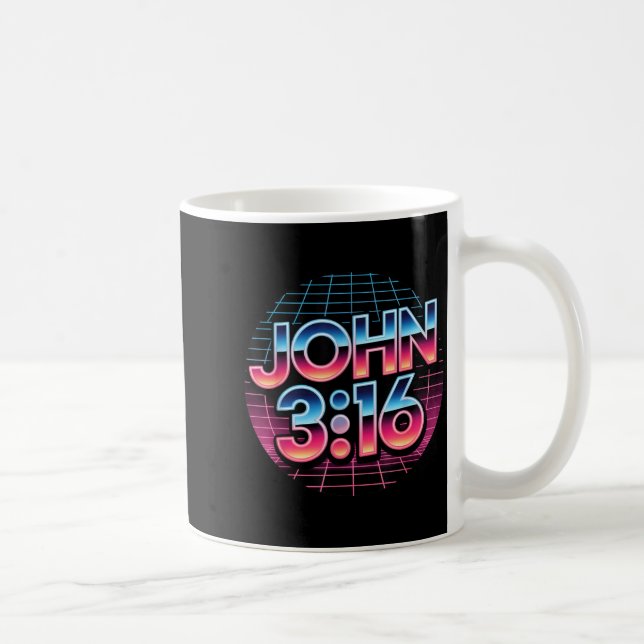 Caneca De Café John 3_16 80s Retro Christian Faith Design  (Direita)