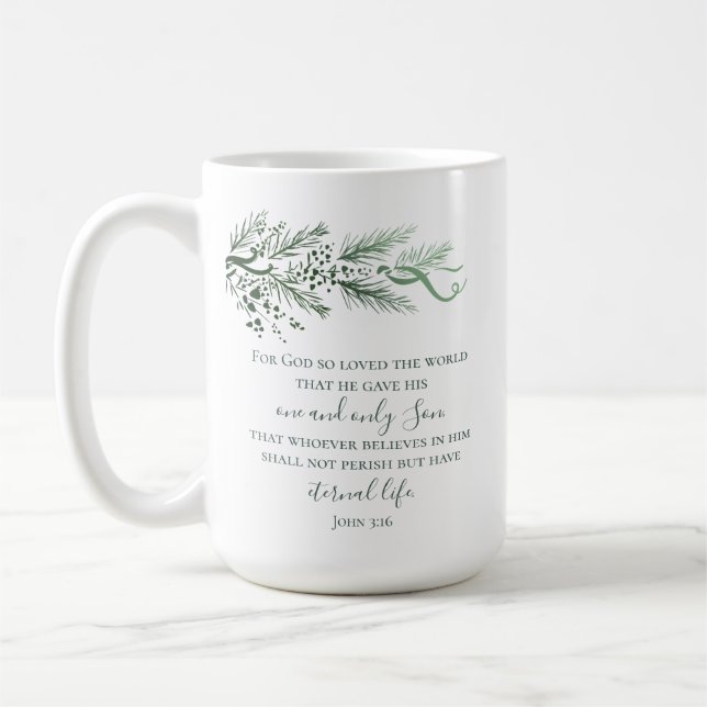 Caneca De Café John 3:16 Presente de Natal Religioso Moderno Eleg (Esquerda)