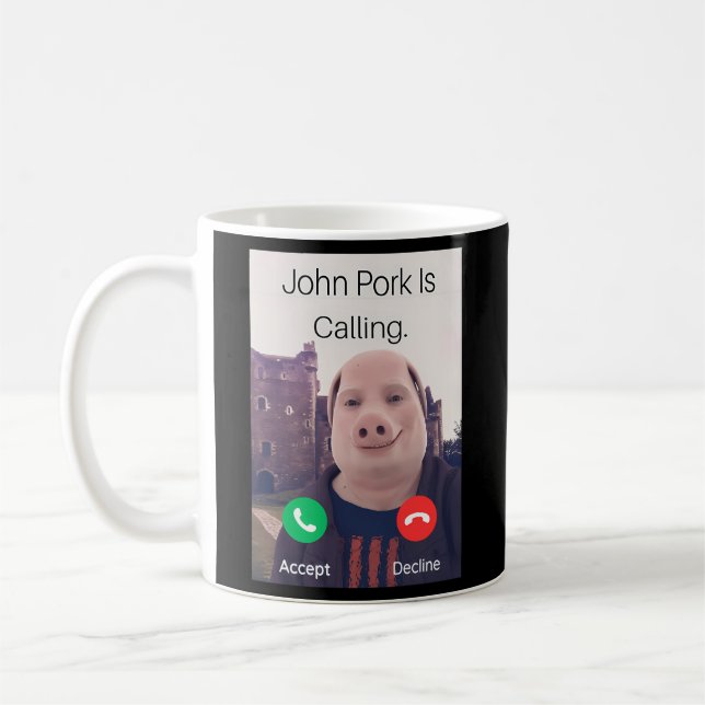 Caneca De Café John Pork Está Chamando Telefone de Atendimento (Esquerda)