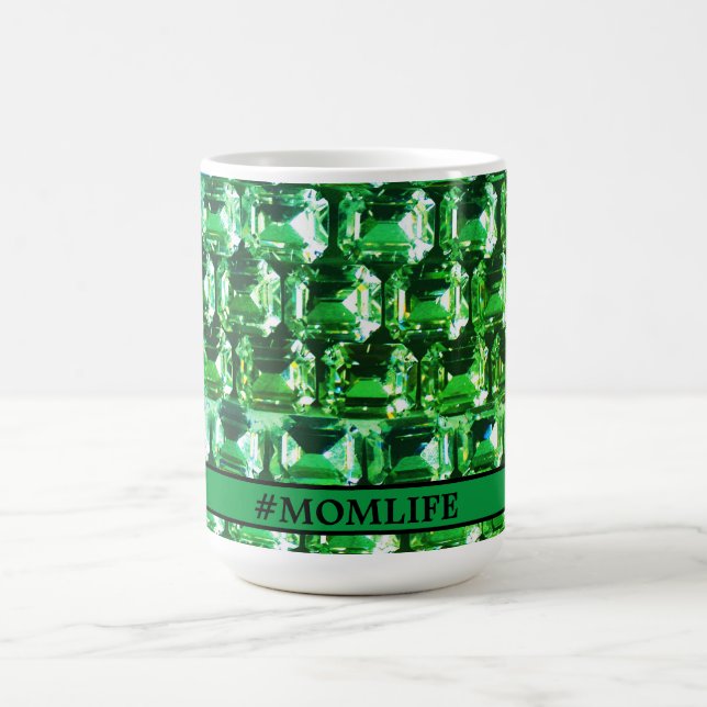 Caneca De Café Joias verdes de gemstone de ouros verdes #MOMLIFE (Centro)