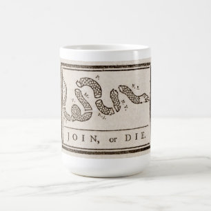 Caneca De Café Join ou Die Rattlesnake: Cartoon Benjamin Franklin