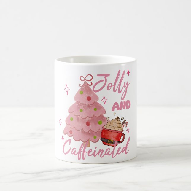 Caneca De Café Jolly and Caffeinated Christmas Tree Coffee Design (Centro)