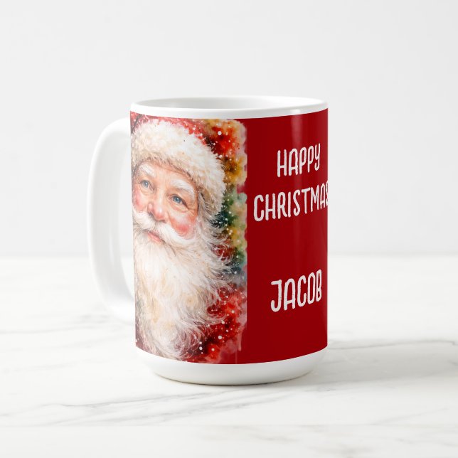 Caneca De Café Jolly Christmas Santa Portrait (Frente Esquerda)