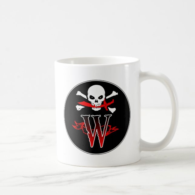 Caneca De Café Jolly Roger W Monograma Inicial (Direita)