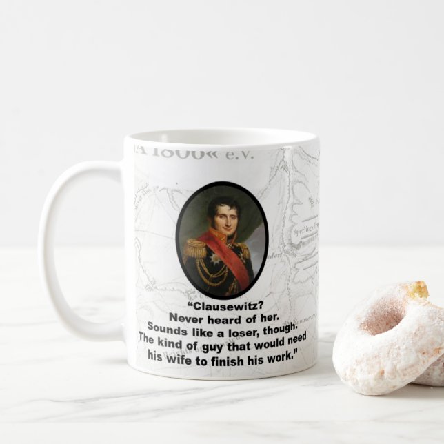 Caneca De Café Jomini pensa que Clausewitz é um vencido (Com Donut)