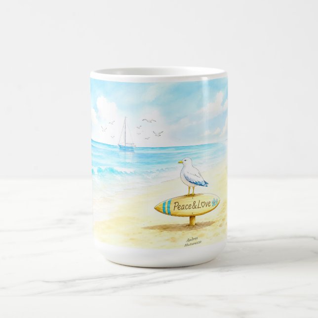 Caneca De Café Jon Seagull - Paz & Amor  (Centro)