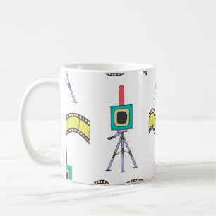 Caneca De Café Jornada Fotográfica: Padrão da Câmera Vintage