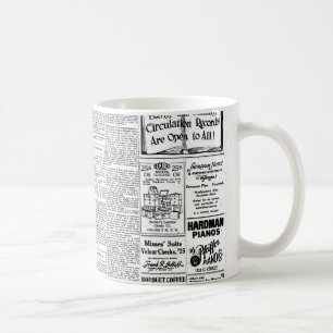 Caneca De Café Jornal preto & branco velho, anúncio retro do