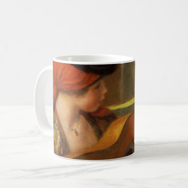 Caneca De Café Jovem espanhola com guitarra por Pierre Renoir (Frente Esquerda)