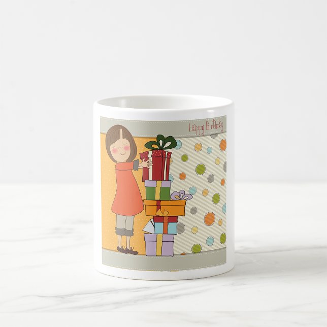 Caneca De Café Jovem Menina Feliz Aniversário (Criador carregado)