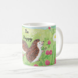 Caneca De Café Jovens Hedgehogs no Prado sejam felizes