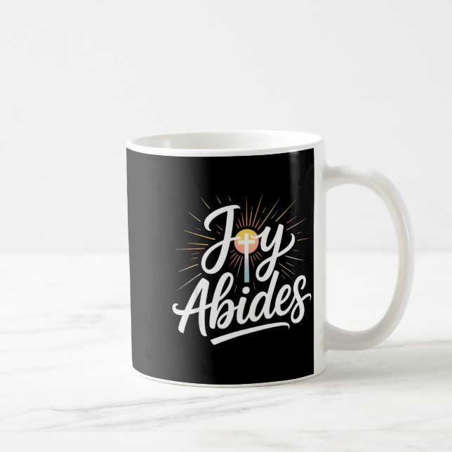 Caneca De Café Joy Abides Christian Cross Sunbeam Faith Insration (Direita)
