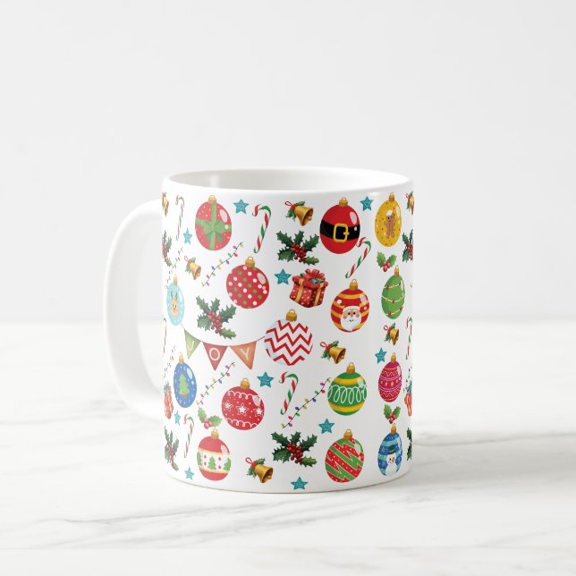 Caneca De Café Joy Christmas, natal-Ball-Ornament (Frente Esquerda)