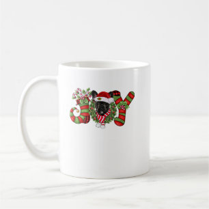 Caneca De Café Joy Dwarf de Natal empilhando Bulldog Francês Negr