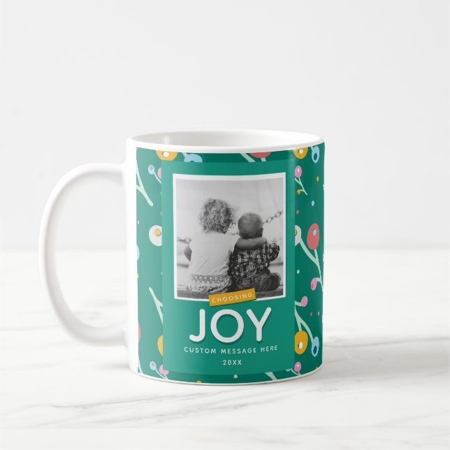 Caneca De Café Joy Holiday Berries - Natal Personalizado com 1 Fo (Esquerda)