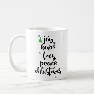 Caneca De Café Joy Hope ama Paz Feliz Natal