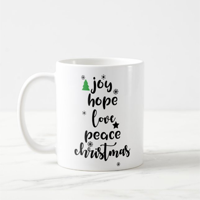 Caneca De Café Joy Hope ama Paz Feliz Natal (Esquerda)
