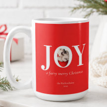 JOY Natal Personalizado Foto de Animal Vermelho
