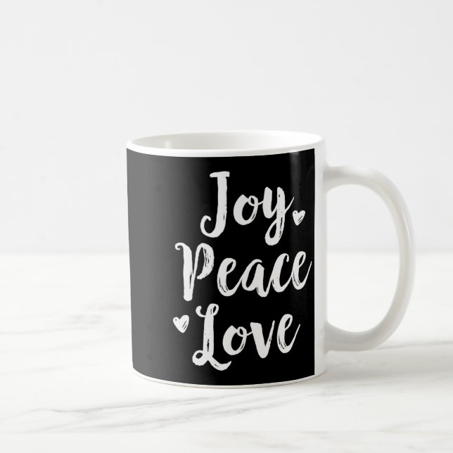 Caneca De Café Joy Peace Love Red Brushed Script Womens Holiday  (Direita)