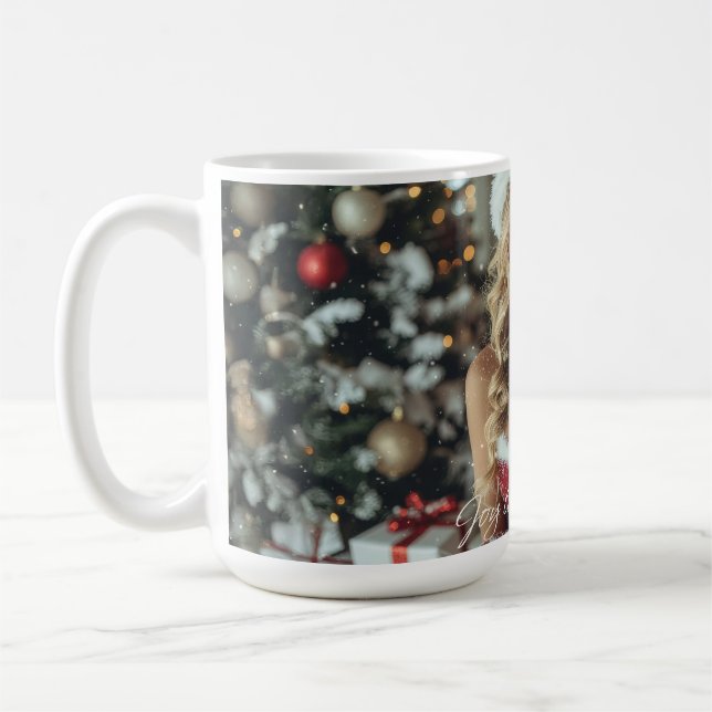 Caneca De Café JOY TO THE WORLD - Christmas Santa Girl (Esquerda)