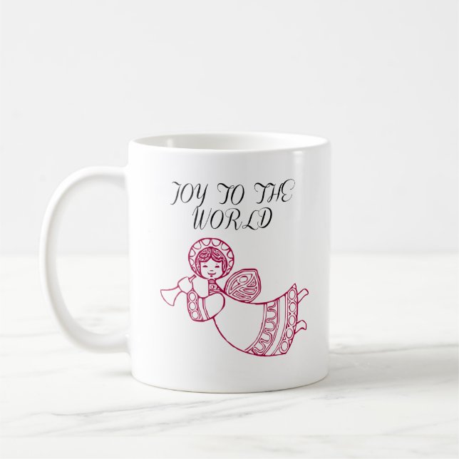 Caneca De Café Joy to the World With Jubliant Angel Outline Red (Esquerda)