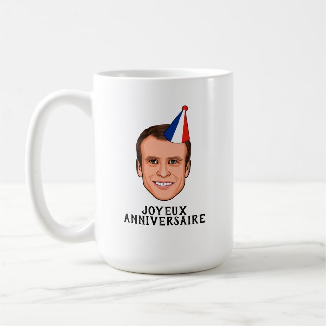 Caneca De Café JOYEUX ANNIVERSAIRE Emmanuel Macron Aniversário (Esquerda)
