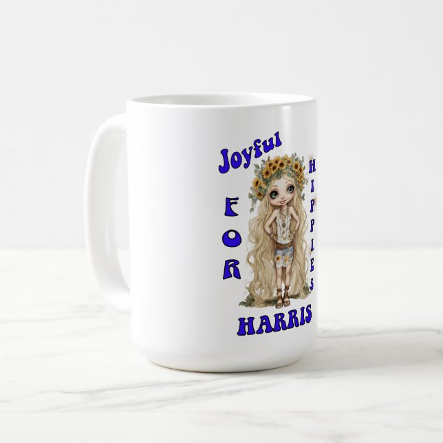 Caneca De Café Joyful Kamala Harris Presidente Hippie Boho (Frente Esquerda)