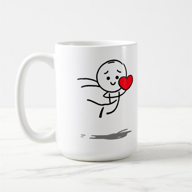 Caneca De Café Joyful Love Stickman Heart Leap Graphic Tee (Esquerda)