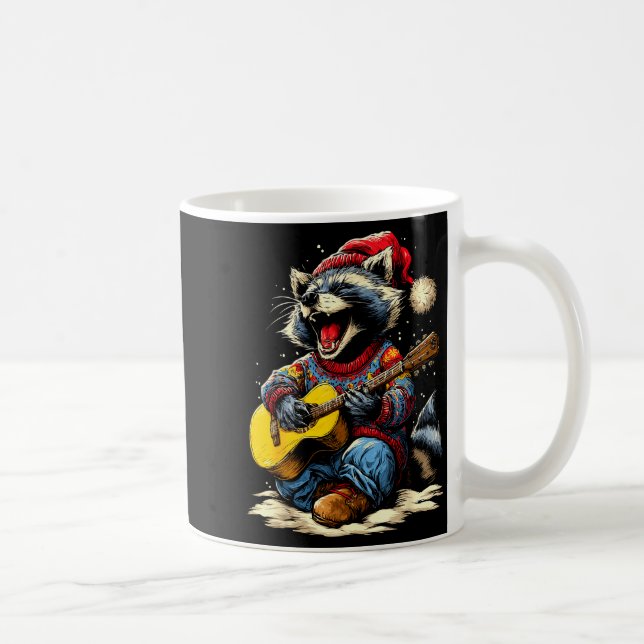 Caneca De Café Joyful Raccoon Playing Guitar Animal Guitarist Chr (Direita)