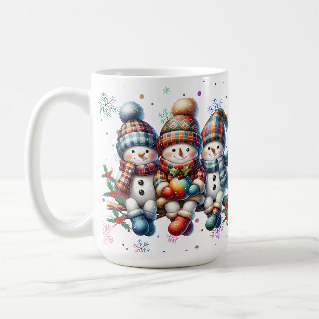 Caneca De Café Joyful Snowmen Holiday Mug (Esquerda)