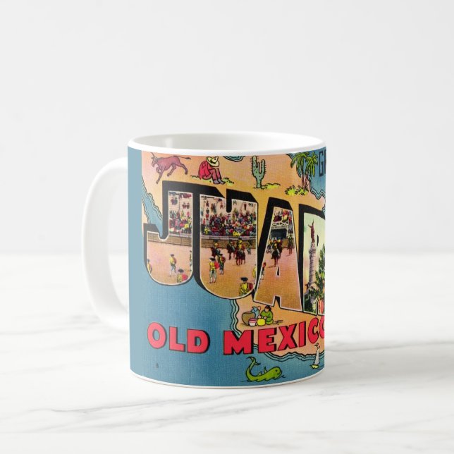 Caneca De Café Juarez Old Mexico Postcard Mug (Frente Esquerda)