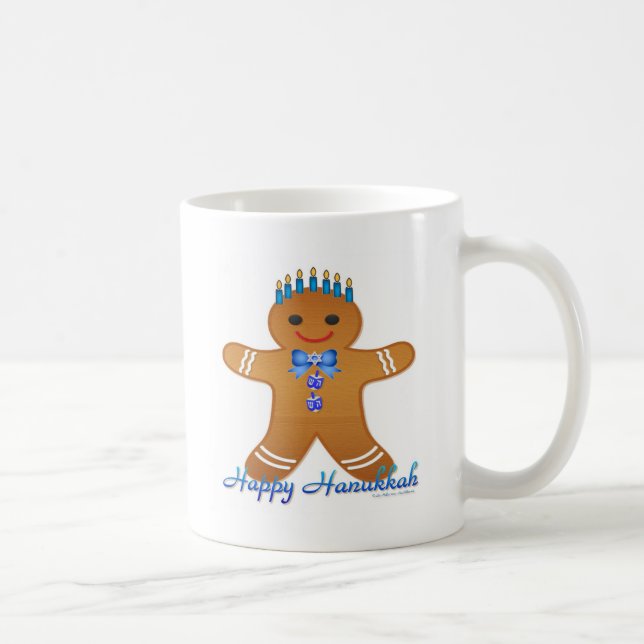 Caneca De Café Judaica Hanukkah Gingerpão Man Menorah (Direita)