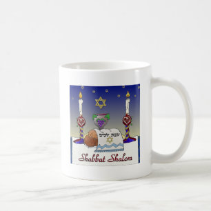 Caneca De Café Judaica Shabbat Shalom Art Impressão