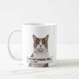 Caneca De Café Judging Cat Sarcastic Quote Minimal Art