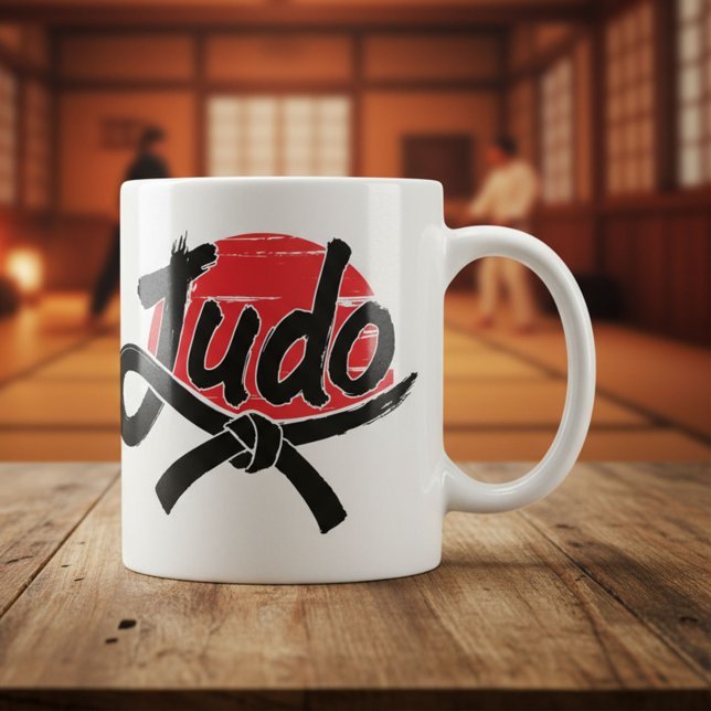 Caneca De Café Judo - Black Belt -Rising Sun (Criador carregado)