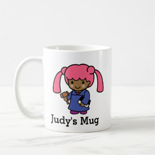Caneca De Café Juíza Girl com livro e gavel