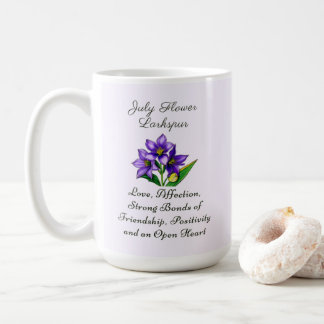 Caneca De Café Julho Aniversário Mês Flor Larkspur Arte Floral