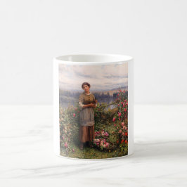Caneca De Café Julia Gathering Rosa (Bela Garota e Flores)