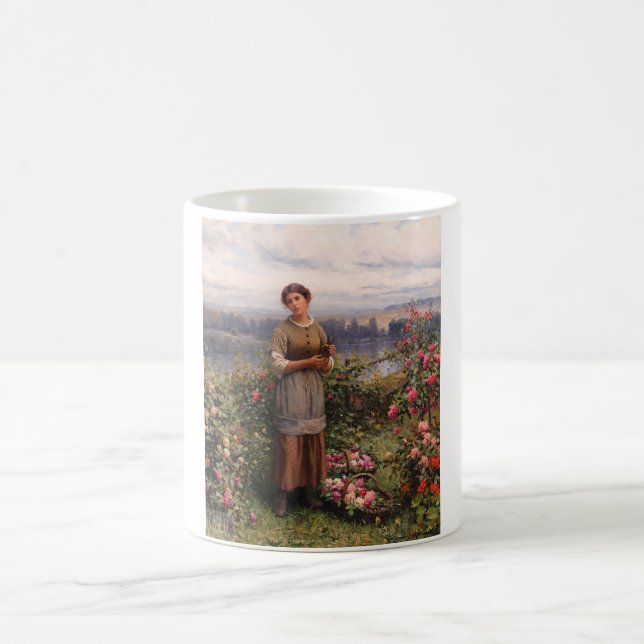 Caneca De Café Julia Gathering Rosa (Bela Garota e Flores) (Centro)