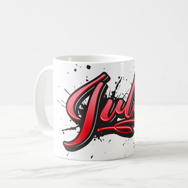 Caneca De Café Julia red Heart Graffiti Tasse Kaffeetasse (Frente Esquerda)